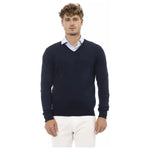 Alpha Studio Blue Wool Men Sweater AL-23459-IT54 | XXL