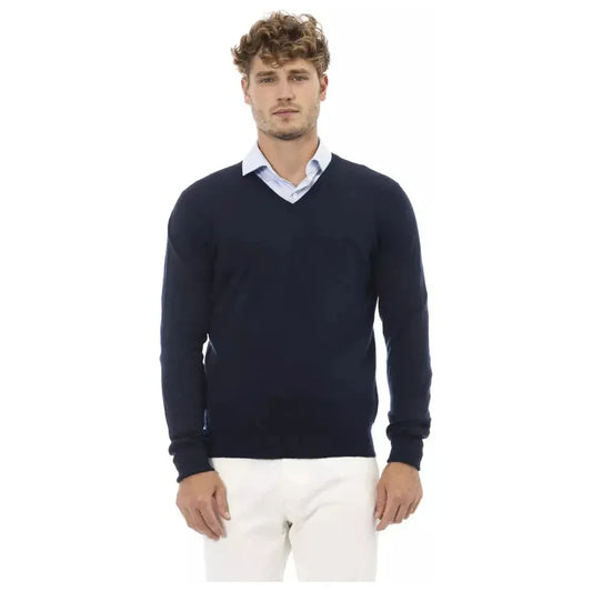 Alpha Studio Blue Wool Men Sweater AL-23459-IT54 | XXL