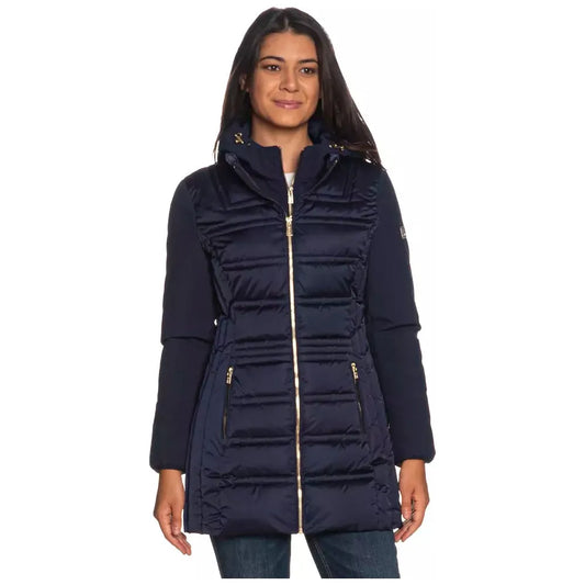 Yes Zee Blue Polyester Women's Jacket YE-11208-XS
