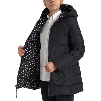 Dolce & Gabbana Black Polyester Hooded Reversible Jacket 1728,67345645728,Black,Clothing,Dolce & Gabbana,Hoodies - Sweaters - Clothing,IT36|XXS,IT38|XS,IT40|S,IT42|M,IT44 | L,Jackets & Coats - Clothing,Jackets & Coats - Women - Clothing,Material: 100% Pol