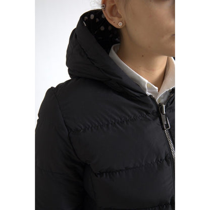 Dolce & Gabbana Black Polyester Hooded Reversible Jacket 1728,67345645728,Black,Clothing,Dolce & Gabbana,Hoodies - Sweaters - Clothing,IT36|XXS,IT38|XS,IT40|S,IT42|M,IT44 | L,Jackets & Coats - Clothing,Jackets & Coats - Women - Clothing,Material: 100% Pol