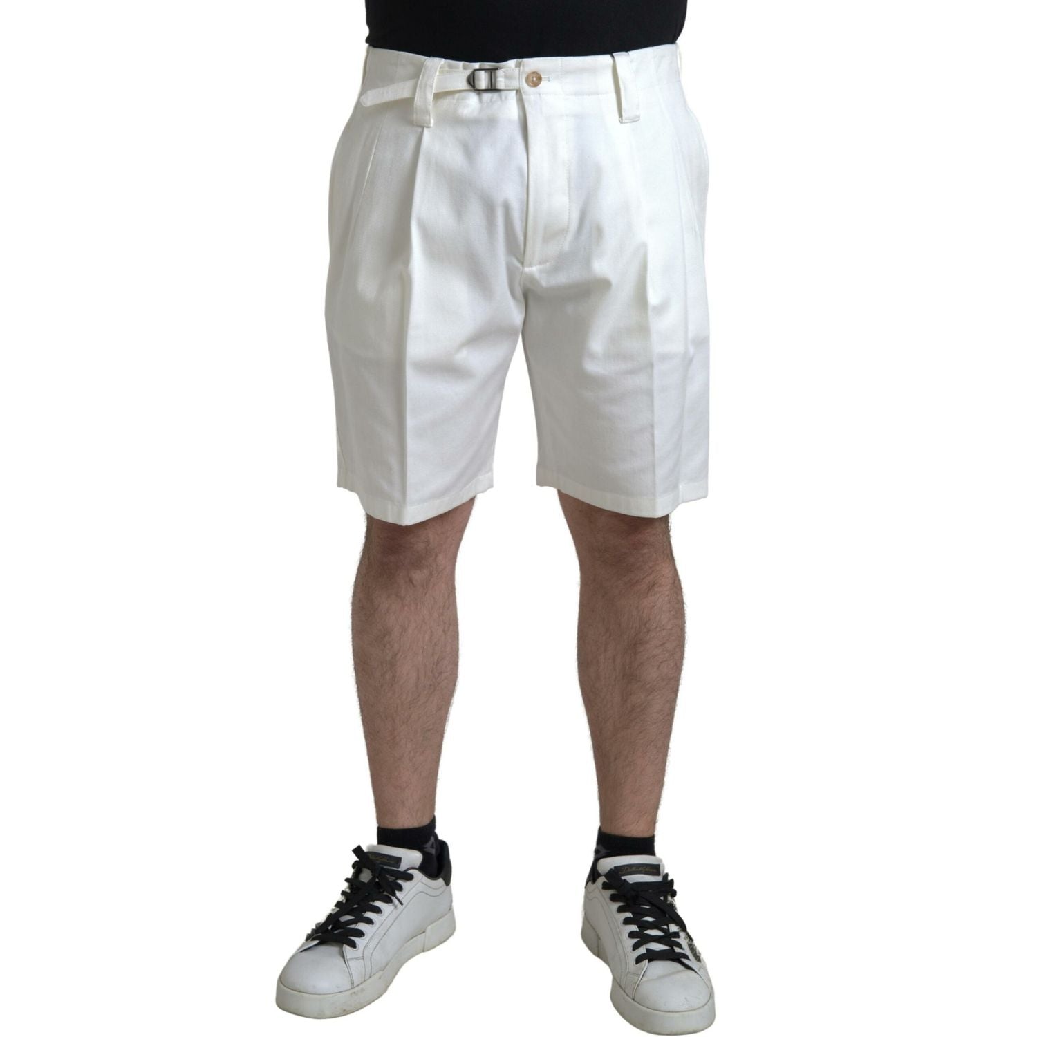 Dolce & Gabbana White Cotton Stretch Men Bermuda Denim Shorts