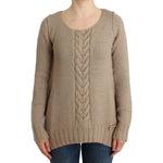 Cavalli Elegant Beige Knitted Crew Neck Sweater Cavalli Rosy Brown