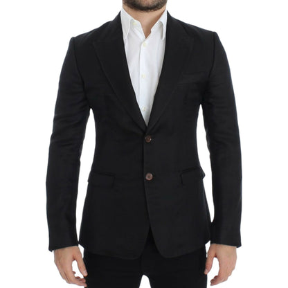 Dolce & Gabbana Black silk slim fit blazer1728,33% Linen,50% Silk,67345645728,Black,Blazers - Men - Clothing,Blazers - Suits & Blazers - Clothing,Clothing,Dolce & Gabbana,IT48 | M,Material: 17% Cotton,Men,Men - Clothing,New with tags,Suits & Blazers - Clo