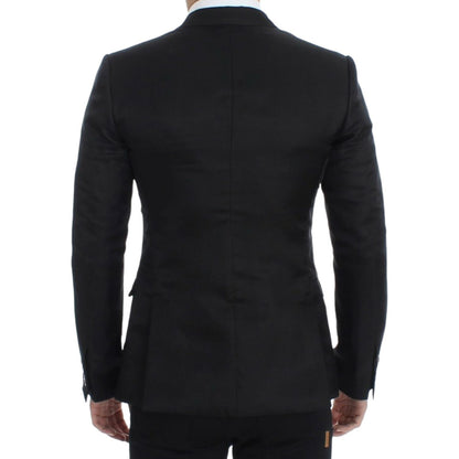 Dolce & Gabbana Black silk slim fit blazer1728,33% Linen,50% Silk,67345645728,Black,Blazers - Men - Clothing,Blazers - Suits & Blazers - Clothing,Clothing,Dolce & Gabbana,IT48 | M,Material: 17% Cotton,Men,Men - Clothing,New with tags,Suits & Blazers - Clo