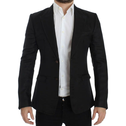 Dolce & Gabbana Black silk slim fit blazer1728,33% Linen,50% Silk,67345645728,Black,Blazers - Men - Clothing,Blazers - Suits & Blazers - Clothing,Clothing,Dolce & Gabbana,IT48 | M,Material: 17% Cotton,Men,Men - Clothing,New with tags,Suits & Blazers - Clo