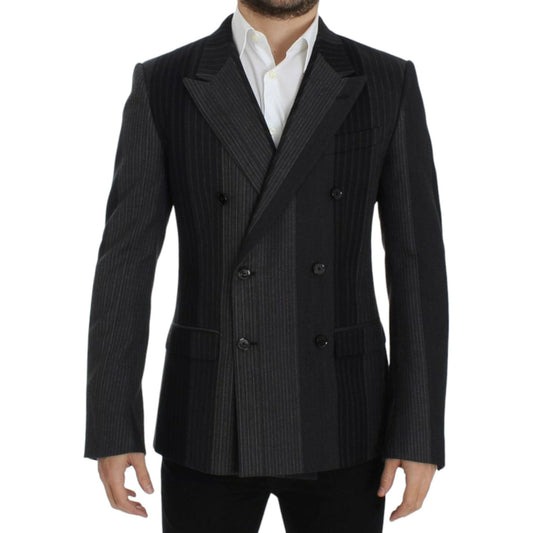 Dolce & Gabbana Gray striped wool stretch blazer1728,3% Elastane,67345645728,Blazers - Men - Clothing,Blazers - Suits & Blazers - Clothing,Clothing,Dolce & Gabbana,Gray,IT48 | M,Material: 97% Wool,Men,Men - Clothing,New with tags,Suits & Blazers - Clothin