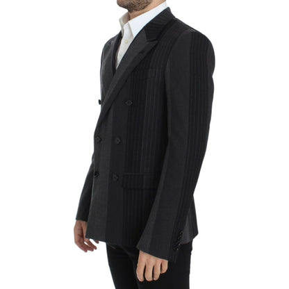 Dolce & Gabbana Gray striped wool stretch blazer1728,3% Elastane,67345645728,Blazers - Men - Clothing,Blazers - Suits & Blazers - Clothing,Clothing,Dolce & Gabbana,Gray,IT48 | M,Material: 97% Wool,Men,Men - Clothing,New with tags,Suits & Blazers - Clothin