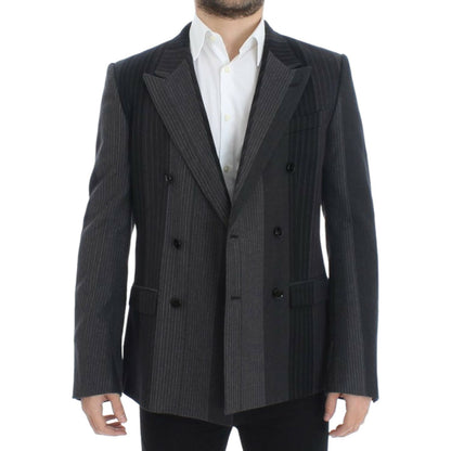 Dolce & Gabbana Gray striped wool stretch blazer1728,3% Elastane,67345645728,Blazers - Men - Clothing,Blazers - Suits & Blazers - Clothing,Clothing,Dolce & Gabbana,Gray,IT48 | M,Material: 97% Wool,Men,Men - Clothing,New with tags,Suits & Blazers - Clothin