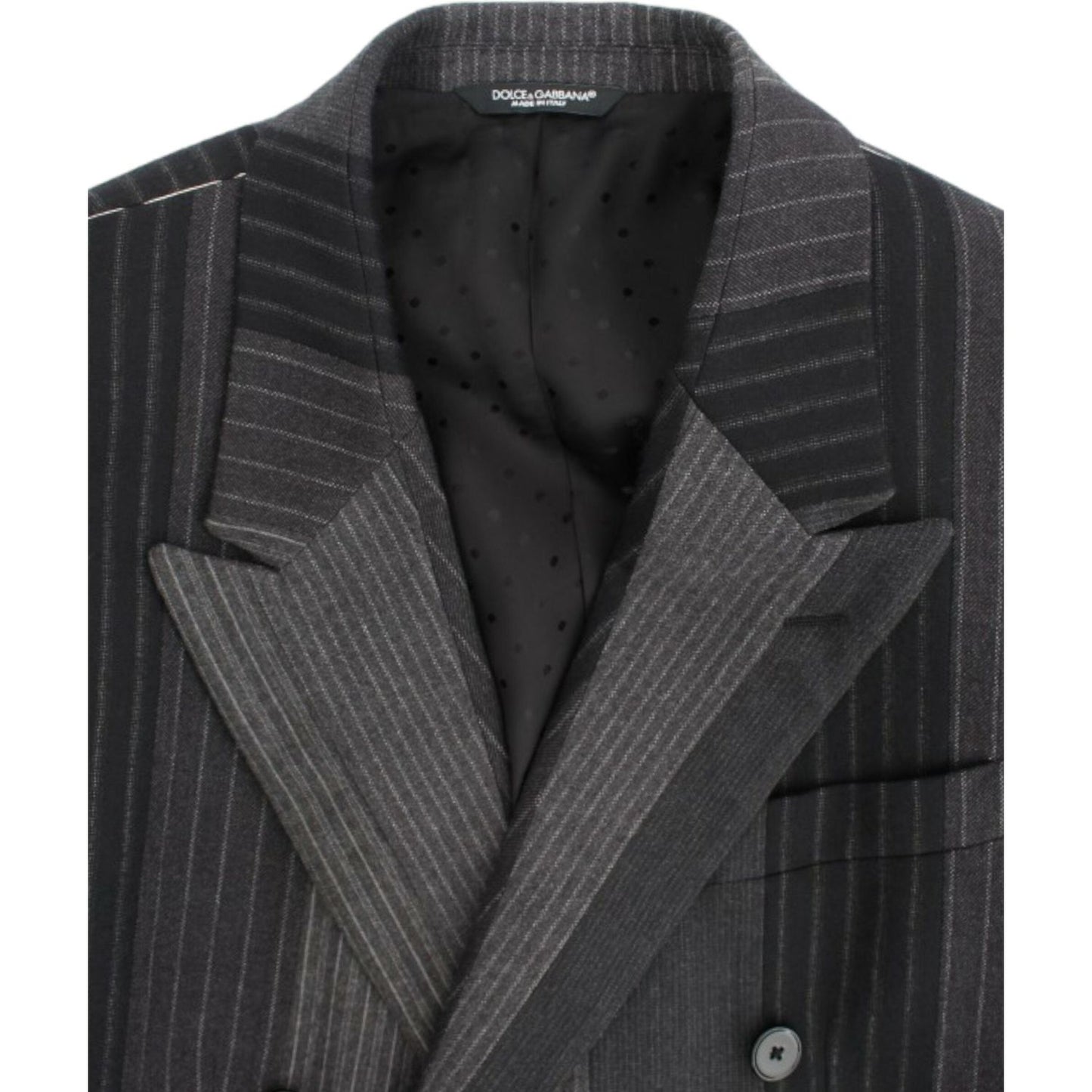 Dolce & Gabbana Gray striped wool stretch blazer1728,3% Elastane,67345645728,Blazers - Men - Clothing,Blazers - Suits & Blazers - Clothing,Clothing,Dolce & Gabbana,Gray,IT48 | M,Material: 97% Wool,Men,Men - Clothing,New with tags,Suits & Blazers - Clothin