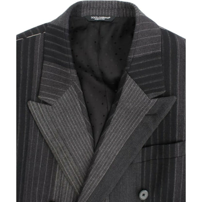 Dolce & Gabbana Gray striped wool stretch blazer1728,3% Elastane,67345645728,Blazers - Men - Clothing,Blazers - Suits & Blazers - Clothing,Clothing,Dolce & Gabbana,Gray,IT48 | M,Material: 97% Wool,Men,Men - Clothing,New with tags,Suits & Blazers - Clothin