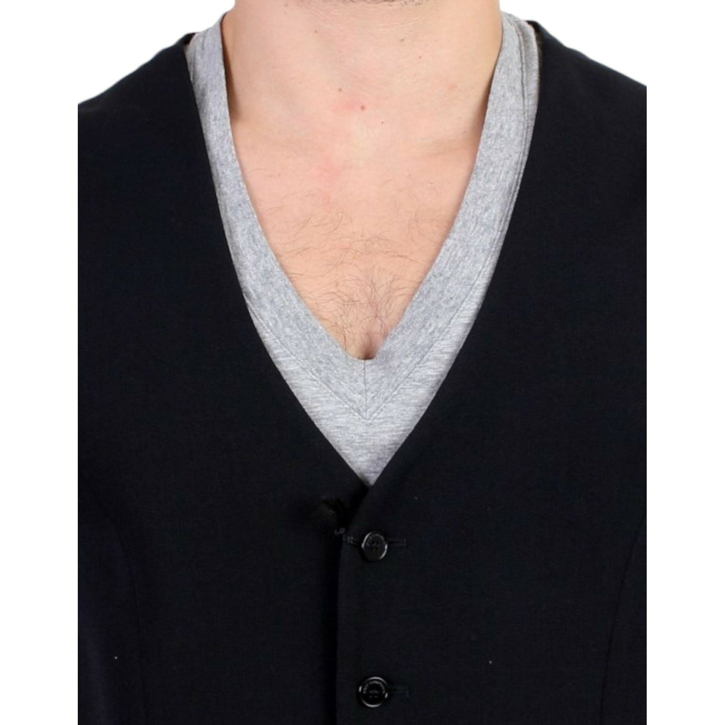 Costume National Black wool blend casual vest1728,4% Elastane,43% Wool,67345645728,Black,Clothing,Costume National,IT48 | M,Material: 53% Polyester,Men,Men - Clothing,New with tags,Suits & Blazers - Clothing,Vests - Men - Clothing,Waistcoats - Suits & Bla
