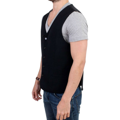 Costume National Black wool blend casual vest1728,4% Elastane,43% Wool,67345645728,Black,Clothing,Costume National,IT48 | M,Material: 53% Polyester,Men,Men - Clothing,New with tags,Suits & Blazers - Clothing,Vests - Men - Clothing,Waistcoats - Suits & Bla