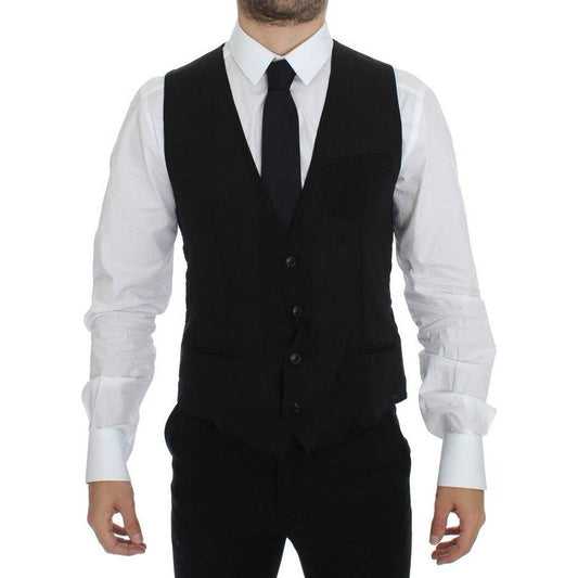 Dolce & Gabbana Black Wool Formal Dress Vest Gilet Jacket 1728,67345645728,Black,Clothing,Dolce & Gabbana,IT46 | S,Material: 100% Wool,Men,Men - Clothing,New with tags,Suits & Blazers - Clothing,Vests - Men - Clothing,Waistcoats - Suits & Blazers - Clothi