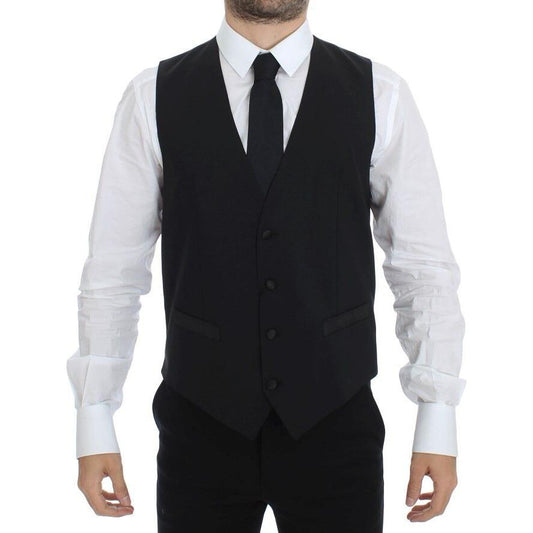 Dolce & Gabbana Black Wool Silk Stretch Dress Vest Blazer1728,67345645728,Black,Clothing,Dolce & Gabbana,IT44 | XS,Men,Men - Clothing,New with tags,Suits & Blazers - Clothing,Vests - Men - Clothing,Waistcoats - Suits & Blazers - Clothing