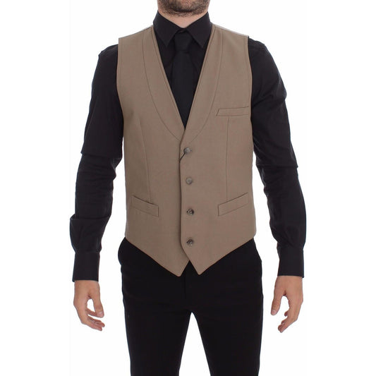 Dolce & Gabbana Beige Cotton Slim Fit Button Front Dress Vest1728,48 | M,67345645728,Beige,Clothing,Dolce & Gabbana,Material: 100% Cotton,Men,Men - Clothing,New with tags,Suits & Blazers - Clothing,Vests - Men - Clothing,Waistcoats - Suits & Blazers - Clo