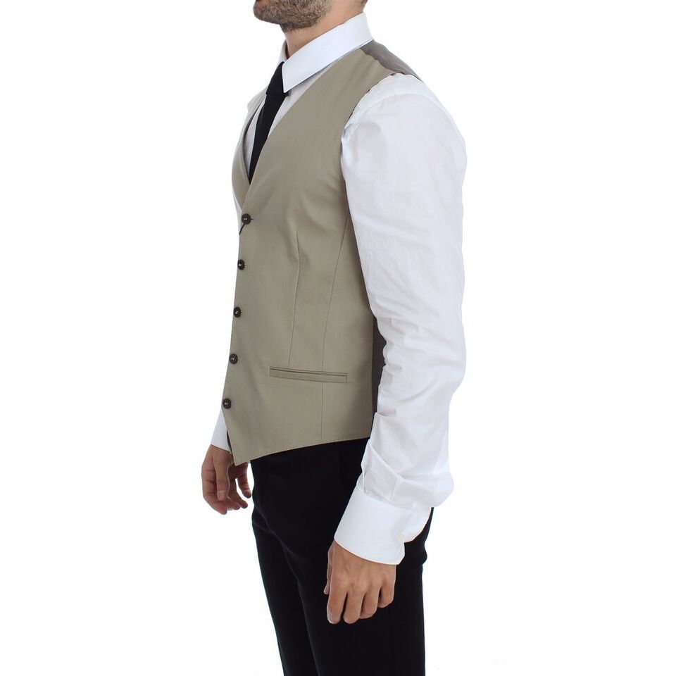Dolce & Gabbana Beige Cotton Dress Vest Blazer Jacket