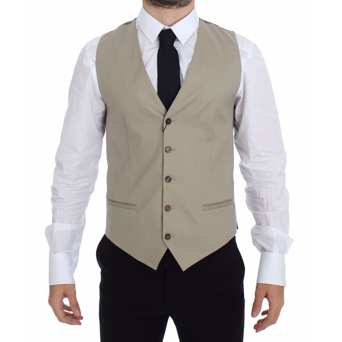 Dolce & Gabbana Beige Cotton Dress Vest Blazer Jacket