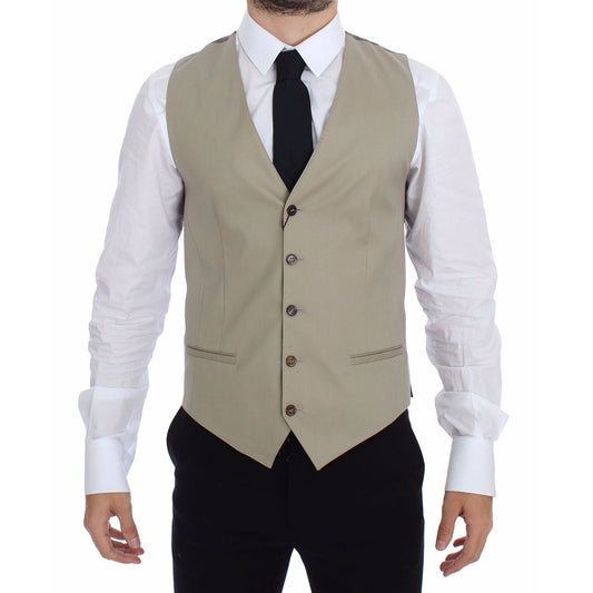 Dolce & Gabbana Beige Cotton Dress Vest Blazer Jacket