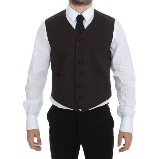 Dolce & Gabbana Brown Cotton Blend Dress Vest Gilet1728,34% Viscose,67345645728,Brown,Clothing,Dolce & Gabbana,IT46 | S,Material: 66% Cotton,Men,Men - Clothing,New with tags,Suits & Blazers - Clothing,Vests - Men - Clothing,Waistcoats - Suits & Blazers -