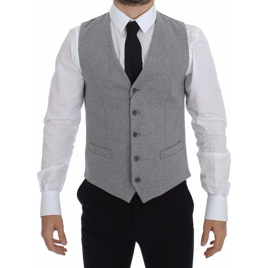 Dolce & Gabbana Gray Cotton Stretch Dress Vest Blazer1728,67345645728,7% elastane,Clothing,Dolce & Gabbana,Gray,IT44 | XS,Material: 93% Cotton,Men,Men - Clothing,New with tags,Suits & Blazers - Clothing,Vests - Men - Clothing,Waistcoats - Suits & Blazers