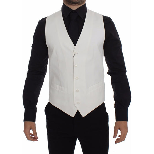 Dolce & Gabbana White Cotton Silk Blend Dress Vest Blazer16% Silk,1728,67345645728,Clothing,Dolce & Gabbana,IT44 | XS,Material: 84% Cotton,Men,Men - Clothing,New with tags,Suits & Blazers - Clothing,Vests - Men - Clothing,Waistcoats - Suits & Blazers - Cl