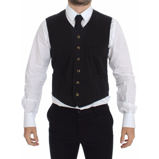 Dolce & Gabbana Black Cotton Viscose Dress Vest Blazer1728,30% Viscose,67345645728,Black,Clothing,Dolce & Gabbana,IT44 | XS,IT46 | S,IT48 | M,IT50 | L,Material: 70% Cotton,Men,Men - Clothing,New with tags,Suits & Blazers - Clothing,Vests - Men - Clothing,