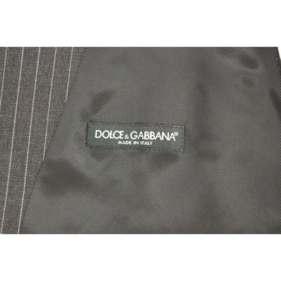 Dolce & Gabbana Gray Striped Wool Single Breasted Vest1728,67345645728,Clothing,Dolce & Gabbana,Gray,IT48 | M,Material: 100% Wool,Men,Men - Clothing,New with tags,Suits & Blazers - Clothing,Vests - Men - Clothing,Waistcoats - Suits & Blazers - Clothing