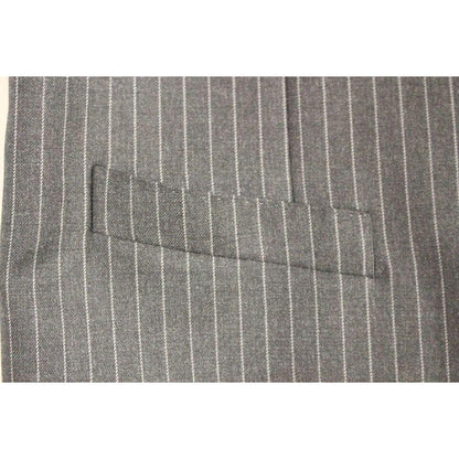 Dolce & Gabbana Gray Striped Wool Single Breasted Vest1728,67345645728,Clothing,Dolce & Gabbana,Gray,IT48 | M,Material: 100% Wool,Men,Men - Clothing,New with tags,Suits & Blazers - Clothing,Vests - Men - Clothing,Waistcoats - Suits & Blazers - Clothing