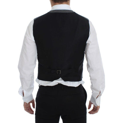 Dolce & Gabbana Gray Cotton Blend Logo Vest Gilet Weste