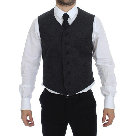 Dolce & Gabbana Gray Wool Blend Logo Vest Gilet Weste11% Acrylic,11% Lana Wool,15% Cotton,1728,5% Others,67345645728,8% Polyester,Clothing,Dolce & Gabbana,Gray,IT48 | M,Material: 50% Wool,Men,Men - Clothing,New with tags,Suits & Blazers - Clothing,Vests -