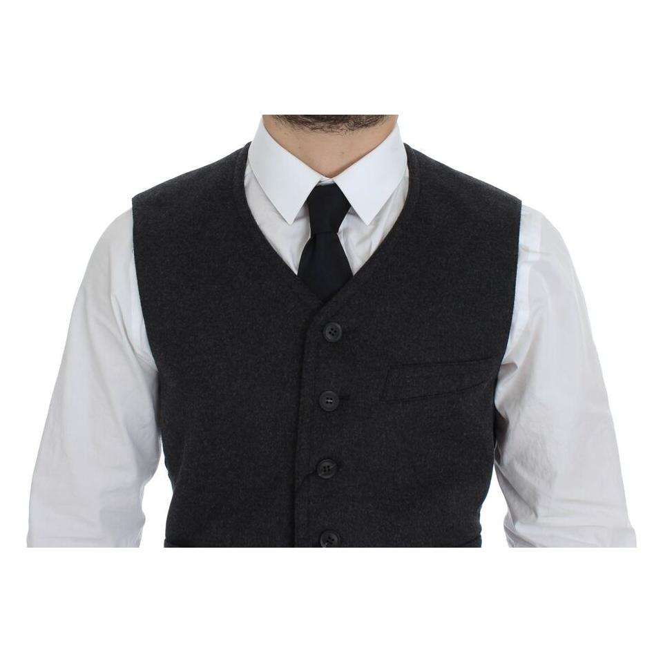Dolce & Gabbana Gray Wool Blend Vest Gilet Weste