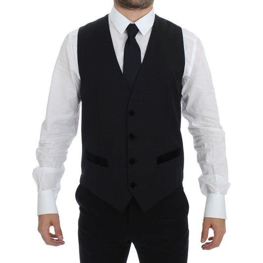 Dolce & Gabbana Black Wool Formal Dress Vest Gilet Weste1728,5% Cotton,67345645728,Black,Clothing,Dolce & Gabbana,IT48 | M,Material: 95% Wool,Men,Men - Clothing,New with tags,Suits & Blazers - Clothing,Vests - Men - Clothing,Waistcoats - Suits & Blazers -