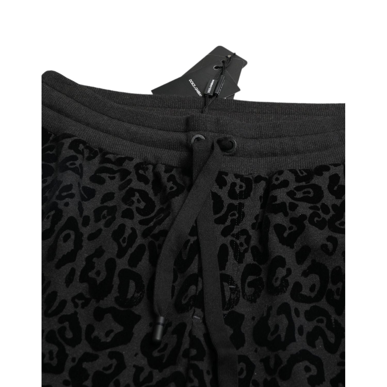 Dolce & Gabbana Black Leopard Cotton Slim Fit Jogger Pants
