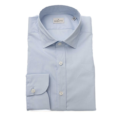 Bagutta Light Blue Cotton Men Shirt 1728,67345744032,Bagutta,Clothing,Dress Shirts - Shirts - Clothing,Light Blue,Men,Men - Clothing,New with tags,Shirts - Clothing,Shirts - Men - Clothing,XL,XXL