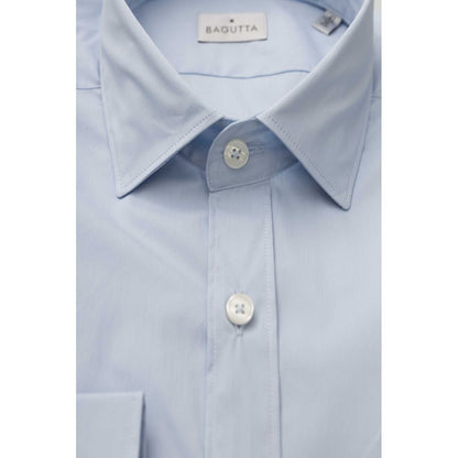 Bagutta Light Blue Cotton Men Shirt 1728,67345744032,Bagutta,Clothing,Dress Shirts - Shirts - Clothing,Light Blue,Men,Men - Clothing,New with tags,Shirts - Clothing,Shirts - Men - Clothing,XL,XXL