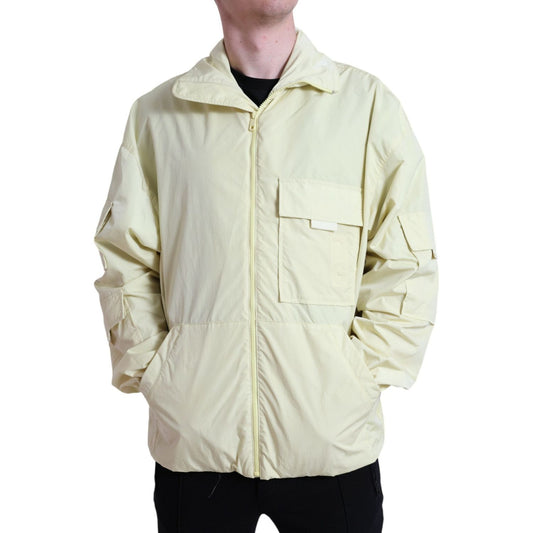 Dolce & Gabbana Yellow Nylon Collared Full Zip Parka Jacket JKT3757-50