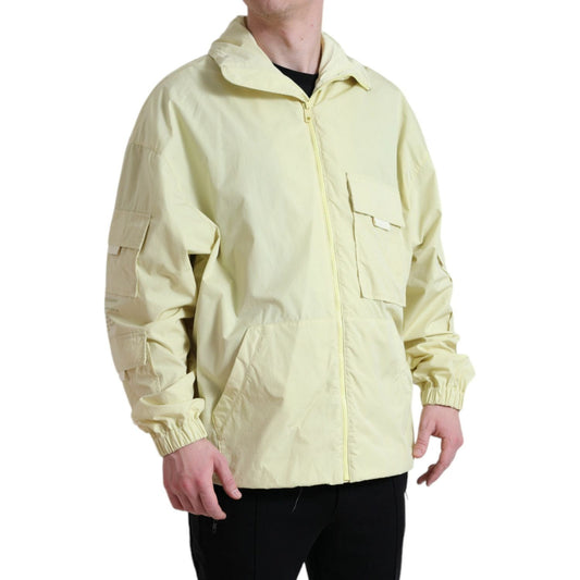 Dolce & Gabbana Yellow Nylon Collared Full Zip Parka Jacket JKT3757-50