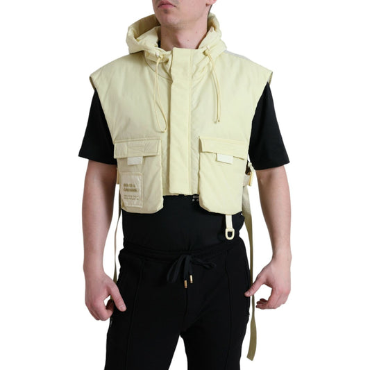 Dolce & Gabbana Yellow Nylon Hooded Sportswear Vest Jacket JKT3768-48
