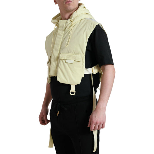 Dolce & Gabbana Yellow Nylon Hooded Sportswear Vest Jacket JKT3768-48