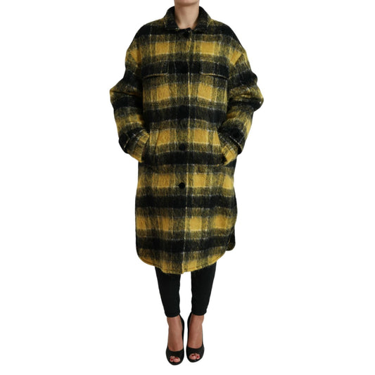 Dolce & Gabbana Yellow Plaid Long Sleeve Casual Coat Jacket 1728,67345645728,Clothing,Dolce & Gabbana,IT40|S,Jackets & Coats - Clothing,Jackets & Coats - Women - Clothing,Material: 27% Angora 26% Polyester Film Fiber 21% Wool 10% Nylon 8% Virgin Wool 8% M