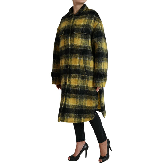Dolce & Gabbana Yellow Plaid Long Sleeve Casual Coat Jacket JKT3693-40
