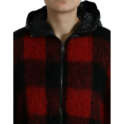 Dolce & Gabbana Black Red Buffalo Check Hooded Poncho Jacket 1728,67345645728,Black and Red,Cloaks - Jackets & Coats - Clothing,Clothing,Dolce & Gabbana,IT40|S,Jackets & Coats - Clothing,Jackets & Coats - Women - Clothing,Material: 30% Polyester Film Fibe