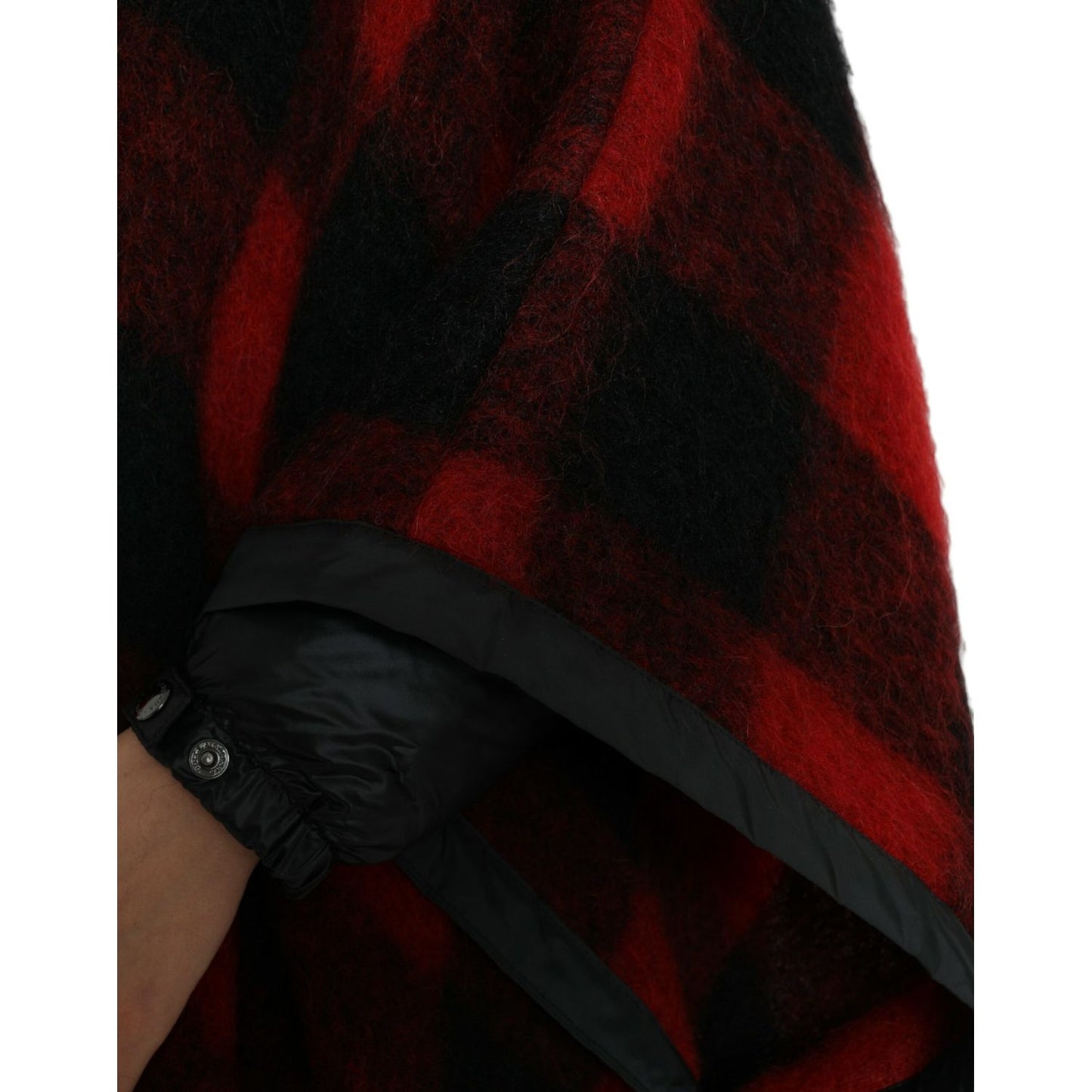 Dolce & Gabbana Black Red Buffalo Check Hooded Poncho Jacket 1728,67345645728,Black and Red,Cloaks - Jackets & Coats - Clothing,Clothing,Dolce & Gabbana,IT40|S,Jackets & Coats - Clothing,Jackets & Coats - Women - Clothing,Material: 30% Polyester Film Fibe