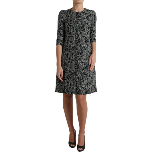 Dolce & Gabbana Black Chevron Polyester Shift Mini Dress DR28984-40