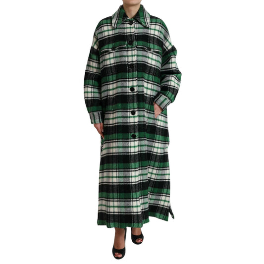 Dolce & Gabbana Green Plaid Long Sleeve Casual Coat Jacket 1728,67345645728,Clothing,Dolce & Gabbana,Full-Length Jackets - Jackets & Coats - Clothing,Green,IT40|S,Jackets & Coats - Clothing,Jackets & Coats - Women - Clothing,Material: 27% Angora 26% Polye