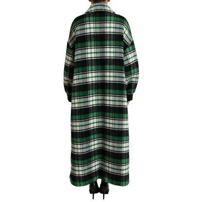 Dolce & Gabbana Green Plaid Long Sleeve Casual Coat Jacket 1728,67345645728,Clothing,Dolce & Gabbana,Full-Length Jackets - Jackets & Coats - Clothing,Green,IT40|S,Jackets & Coats - Clothing,Jackets & Coats - Women - Clothing,Material: 27% Angora 26% Polye