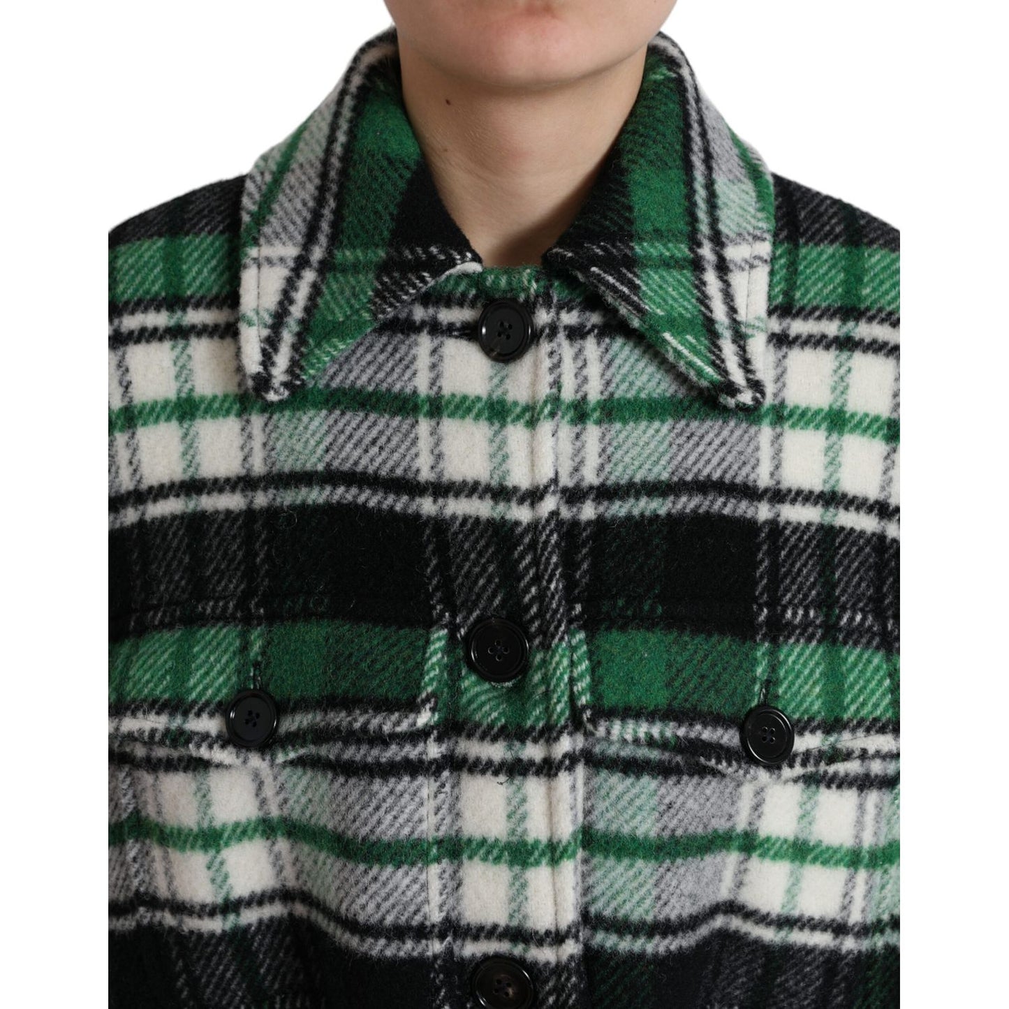 Dolce & Gabbana Green Plaid Long Sleeve Casual Coat Jacket 1728,67345645728,Clothing,Dolce & Gabbana,Full-Length Jackets - Jackets & Coats - Clothing,Green,IT40|S,Jackets & Coats - Clothing,Jackets & Coats - Women - Clothing,Material: 27% Angora 26% Polye