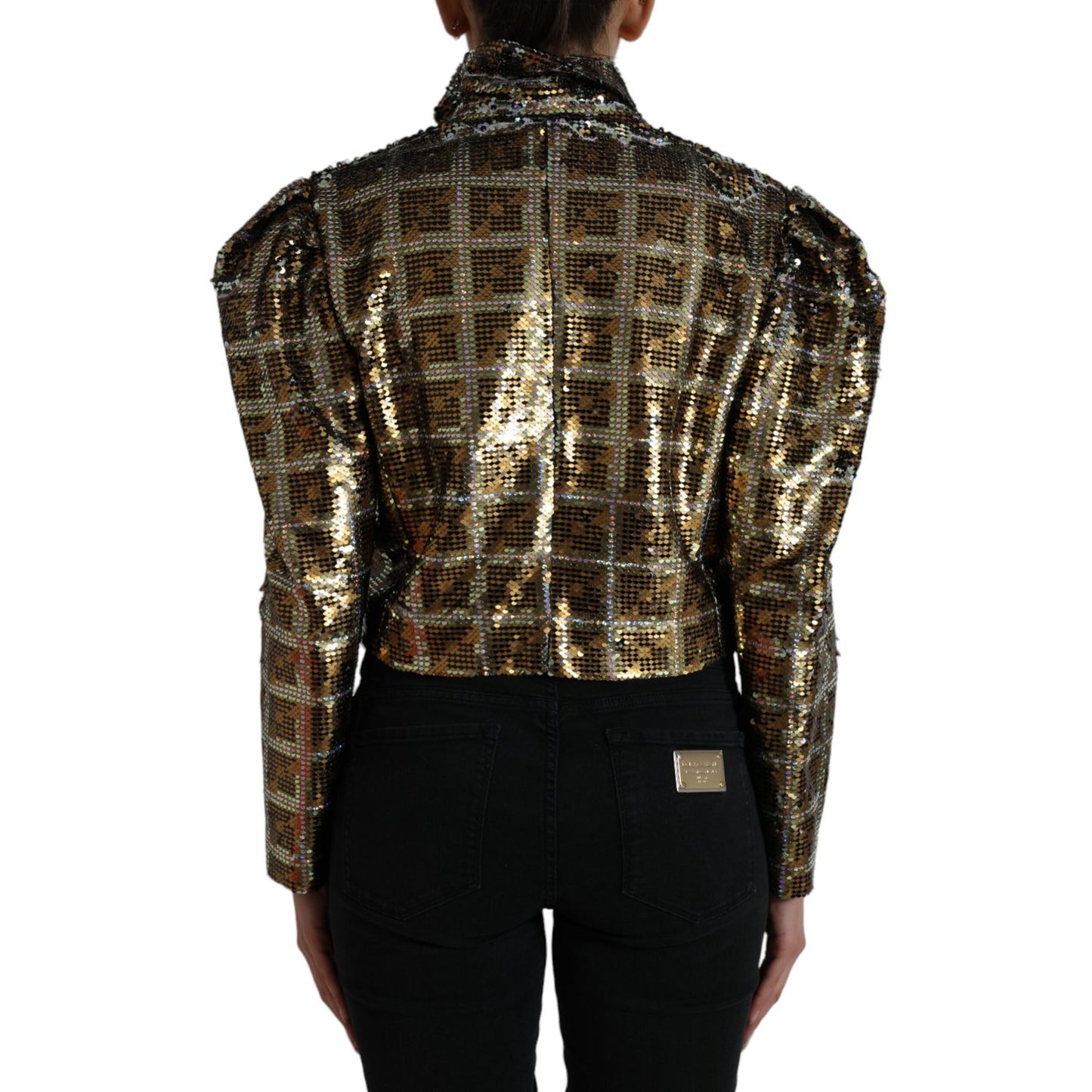 Dolce & Gabbana Multicolor Polyester Sequined Cropped Jacket 1728,67345645728,Bombers - Jackets & Coats - Clothing,Clothing,Dolce & Gabbana,IT40|S,Jackets & Coats - Clothing,Jackets & Coats - Women - Clothing,Material: 100% Polyester,Multicolor,New with t