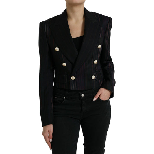 Dolce & Gabbana Black Striped SICILIA Double Breasted Jacket JKT3730-44